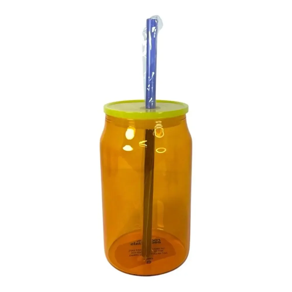 Room Essentials Glass Straw Tumbler Orange 17 ounce
